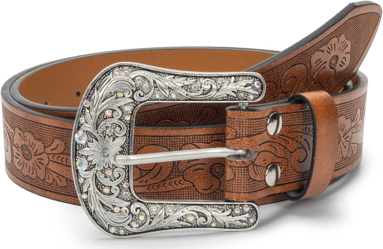 CaySep Western-Leather-Belts for Women Turquoise-Oval Buckle ...