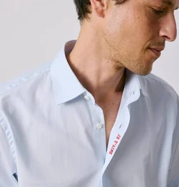 Chemise Homme Coton Ciel Élégante Manches Longues
