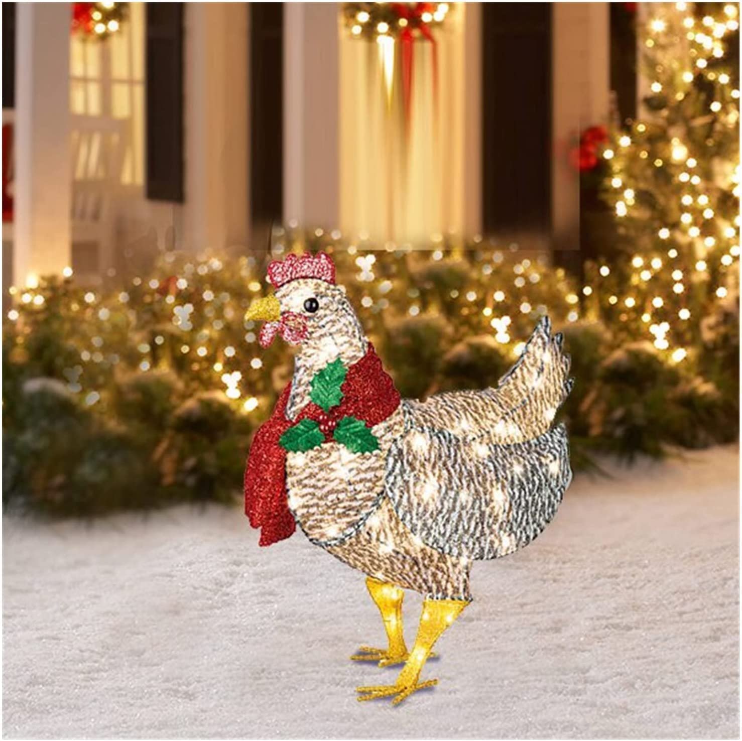 Christmas Outdoor Decorations, Light-Up Chicken with Scarf LED ...
