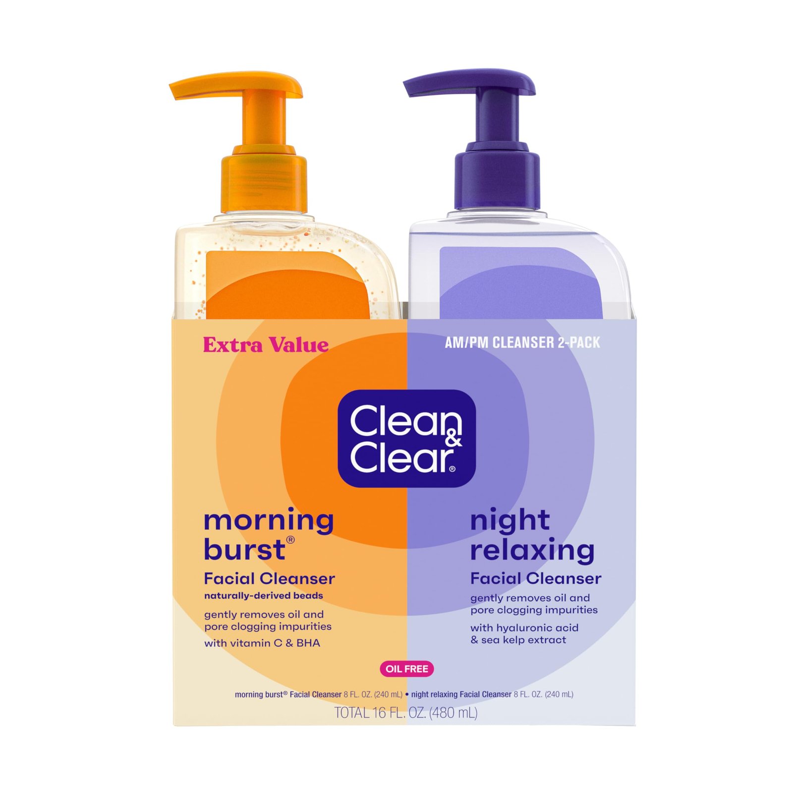 Clean & Clear Morning Burst Facial Cleanser & Night Relaxing ...