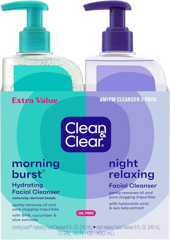 Clean & Clear Morning Burst Facial Cleanser & Night Relaxing ...