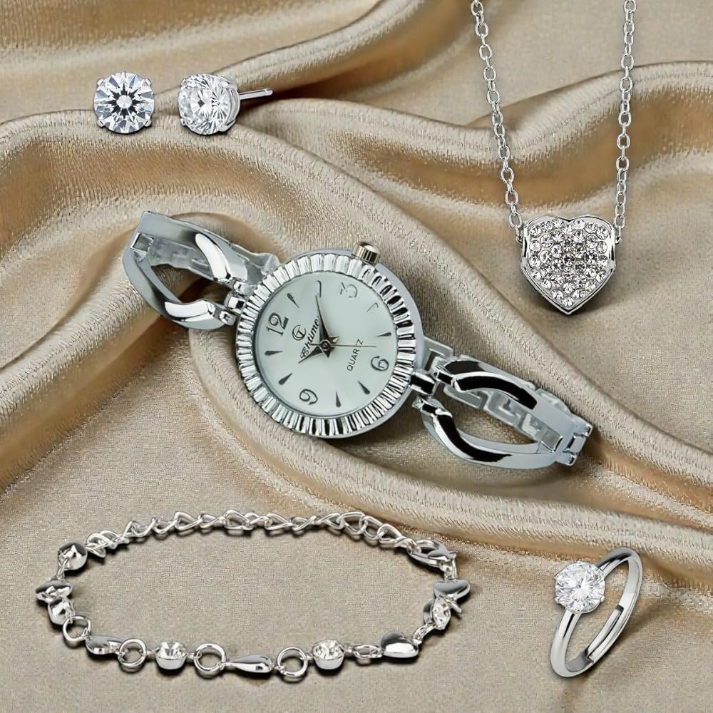 Coffret Cadeau Montre Femme Blanc- Parure de Bijoux- Collier ...