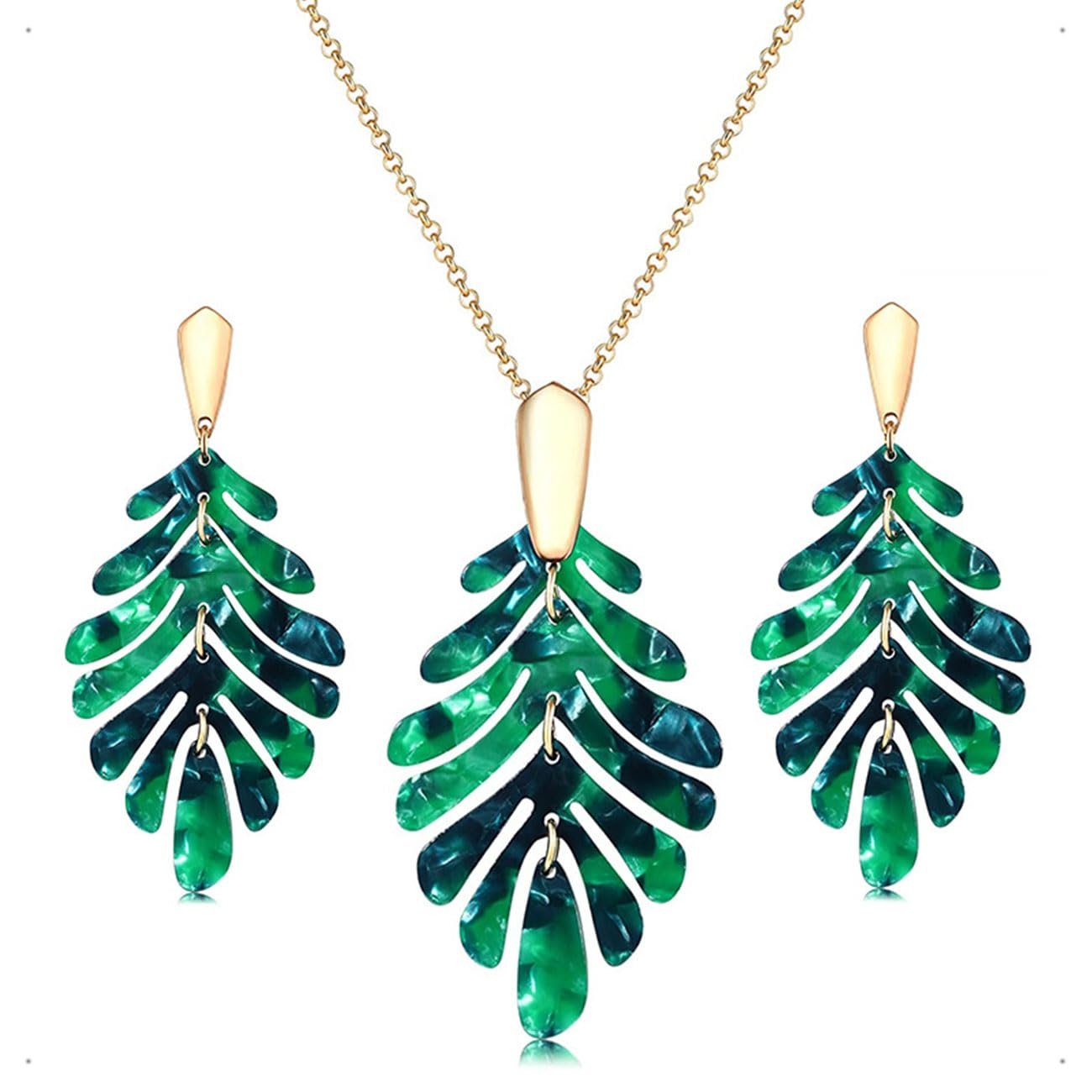 collier feuille verte cent accessoires assortis