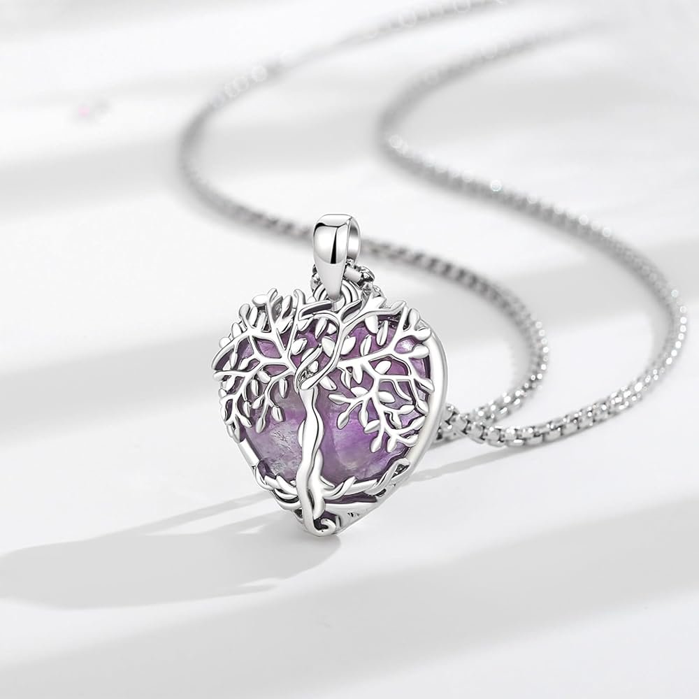 Collier Pendentif améthyste en Argent Sterling 925 avec Pierres ...