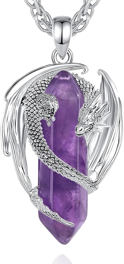 Collier Pendentif améthyste en Argent Sterling 925 avec Pierres ...