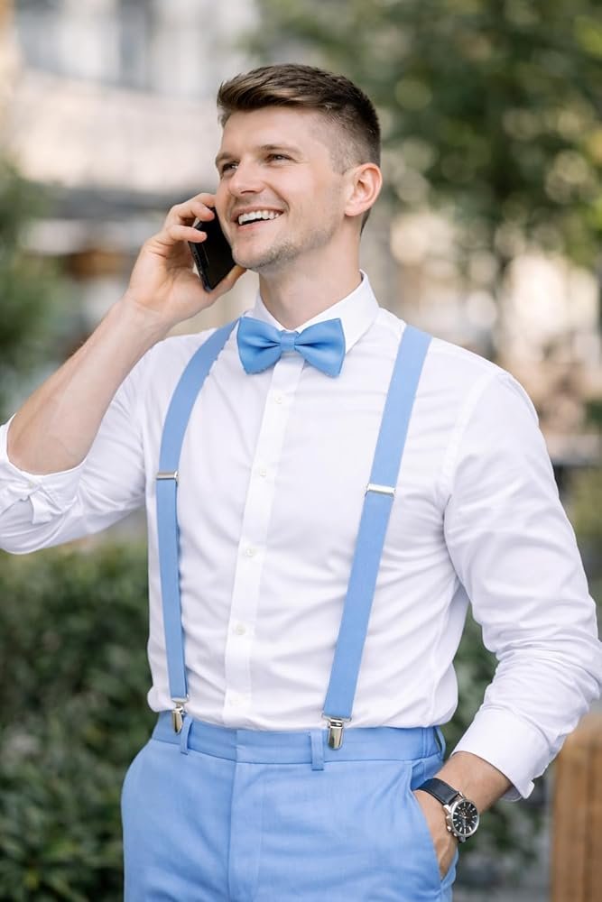 ddejhFJJ Mens Tie Sky Blue Transparent Bow Tie for Wedding Party ...