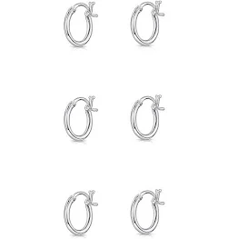 DTPsilver® 3 Paires - Boucles d'Oreilles Femme Argent