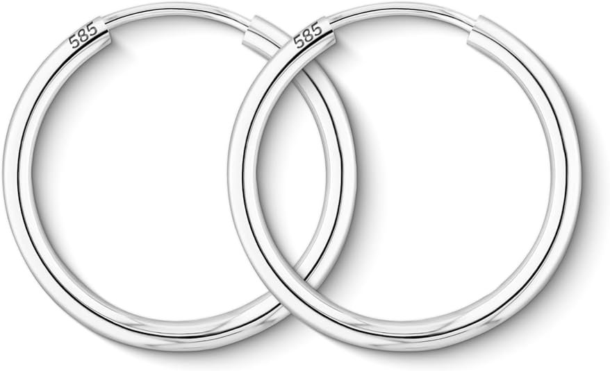 EDELIND Élégantes Boucles d'Oreilles Femme Or Blanc 375 585 ...