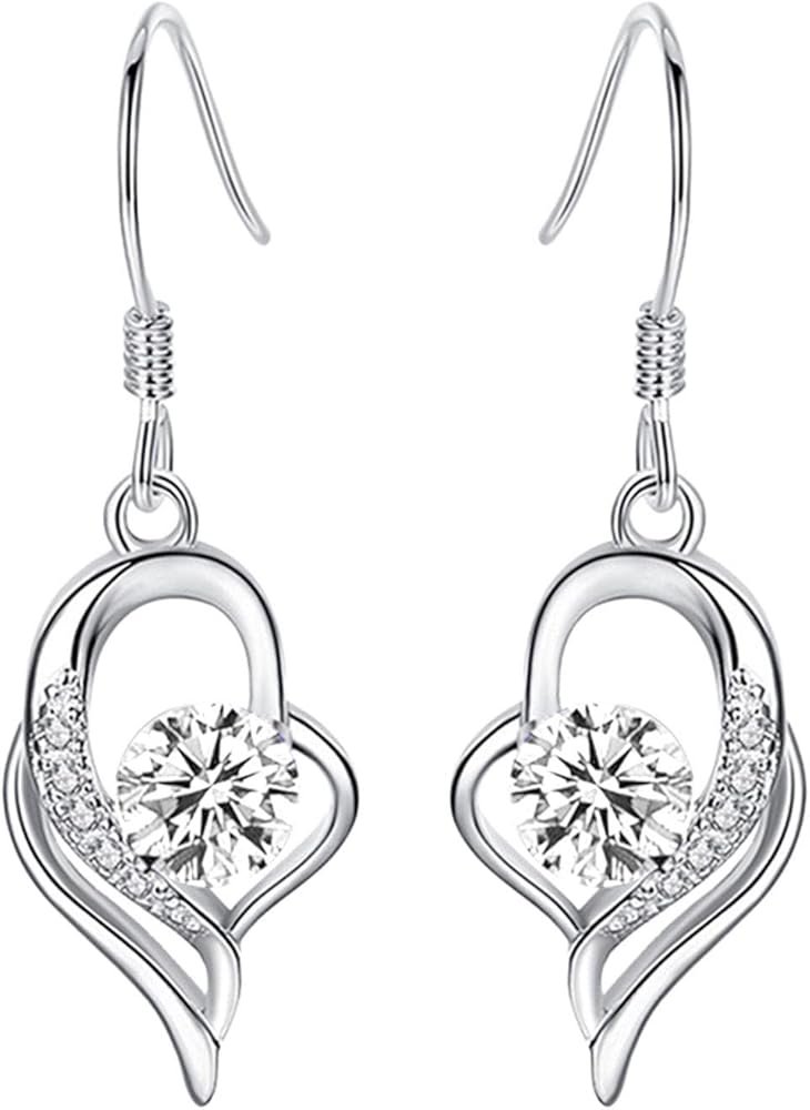 Ensemble collier, bracelet et boucles d'oreilles - Pendentif cœur