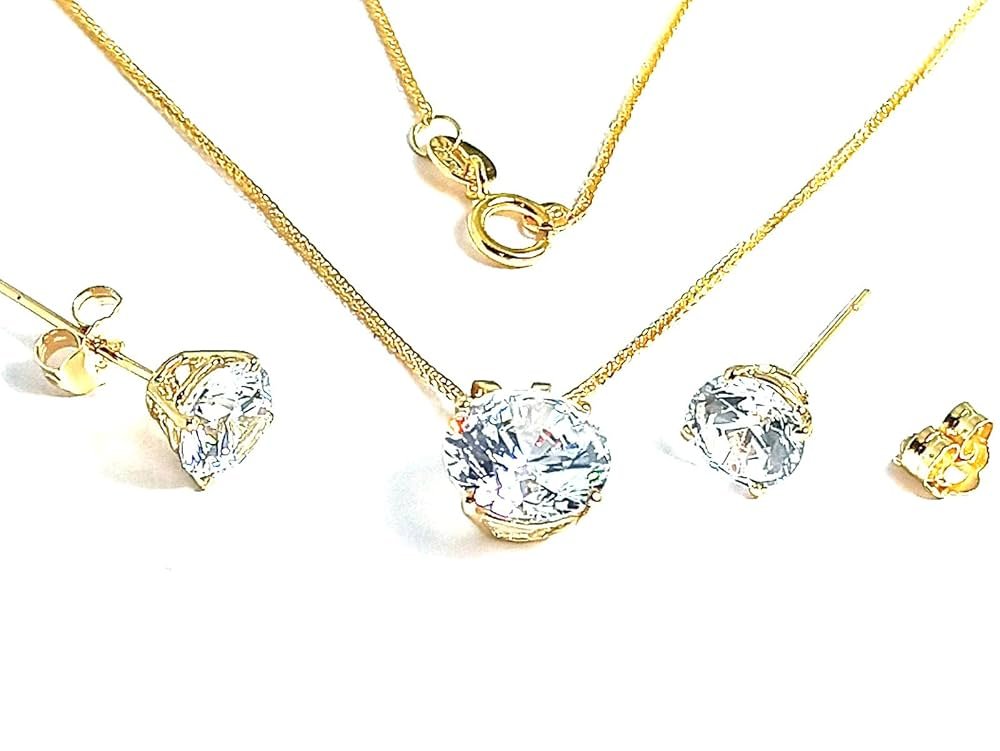 Ensemble de boucles d'oreilles avec collier solitaire en diamant de ...