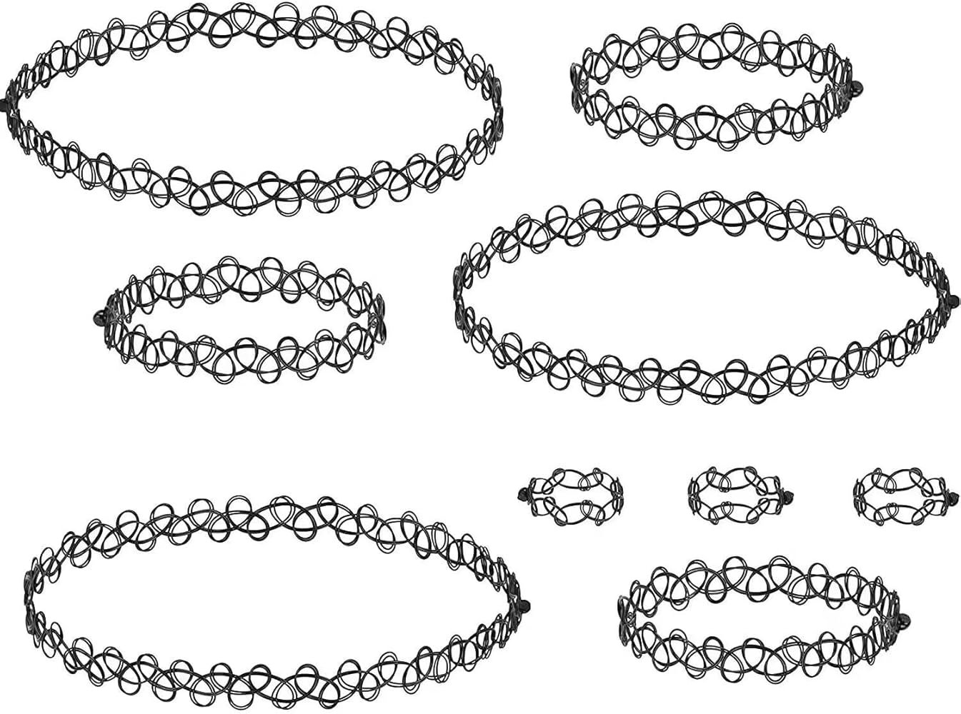 Ensemble de collier, bracelet et bague - Tatouage ras-du-cou pour fille