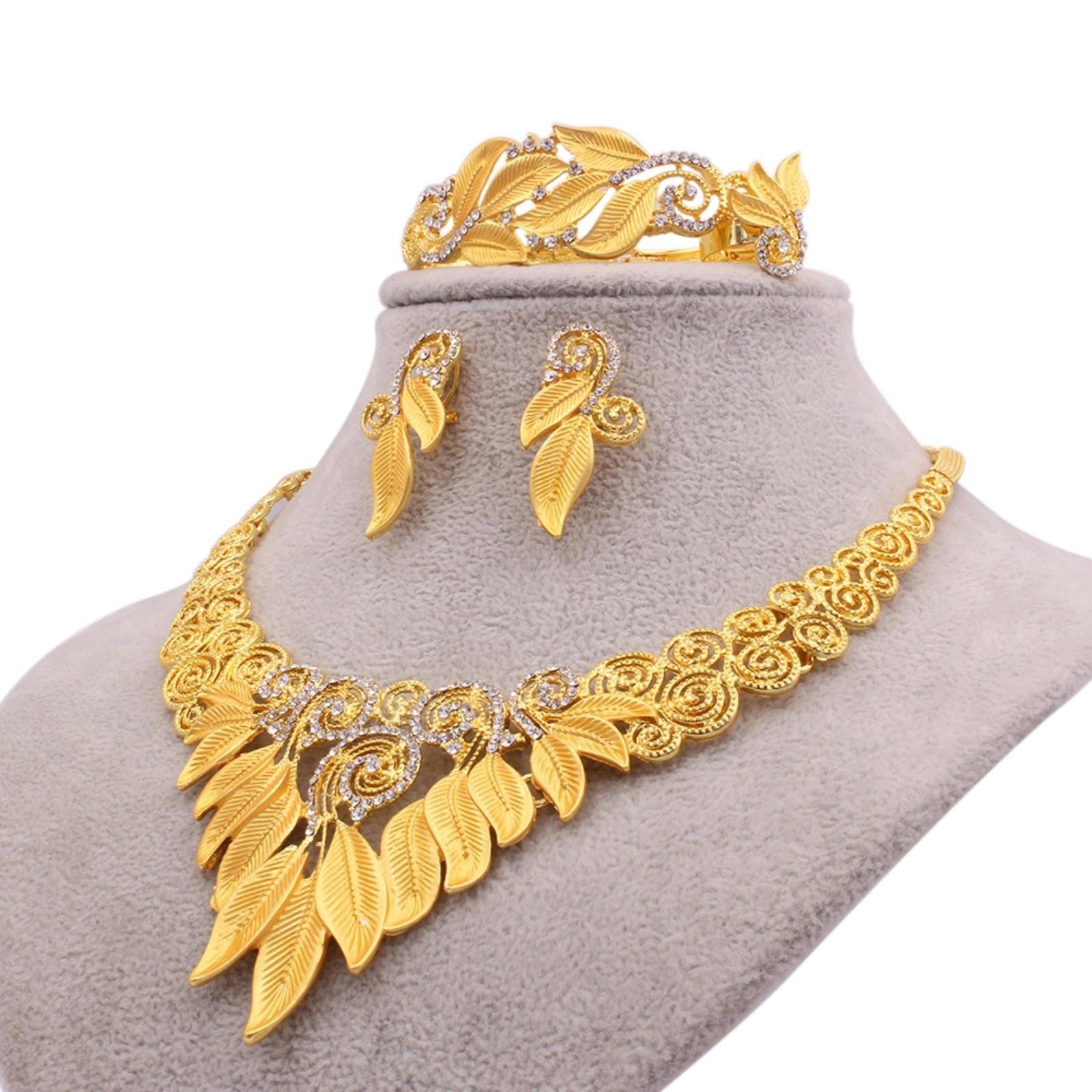 Ensembles De Bijoux pour Femmes Collier en Or Boucles d'oreilles ...