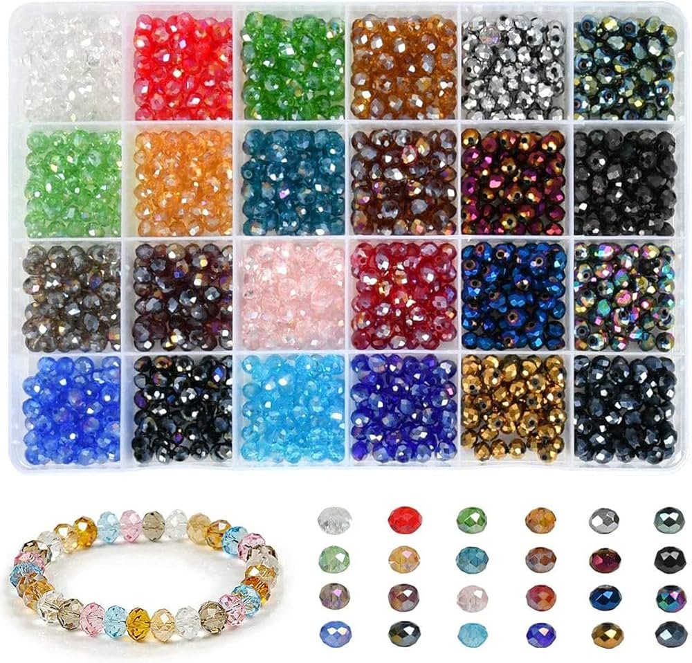 Environ 280 pièces/60 g de perles de verre à facettes de 6 mm pour ...