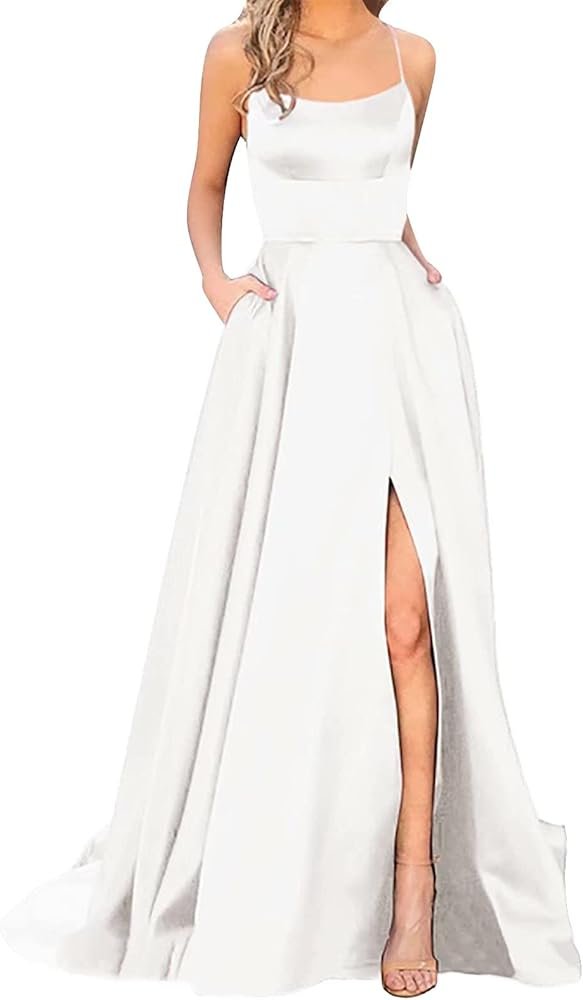 evening dresses for women elegant with slit prom dresses spaghetti ...