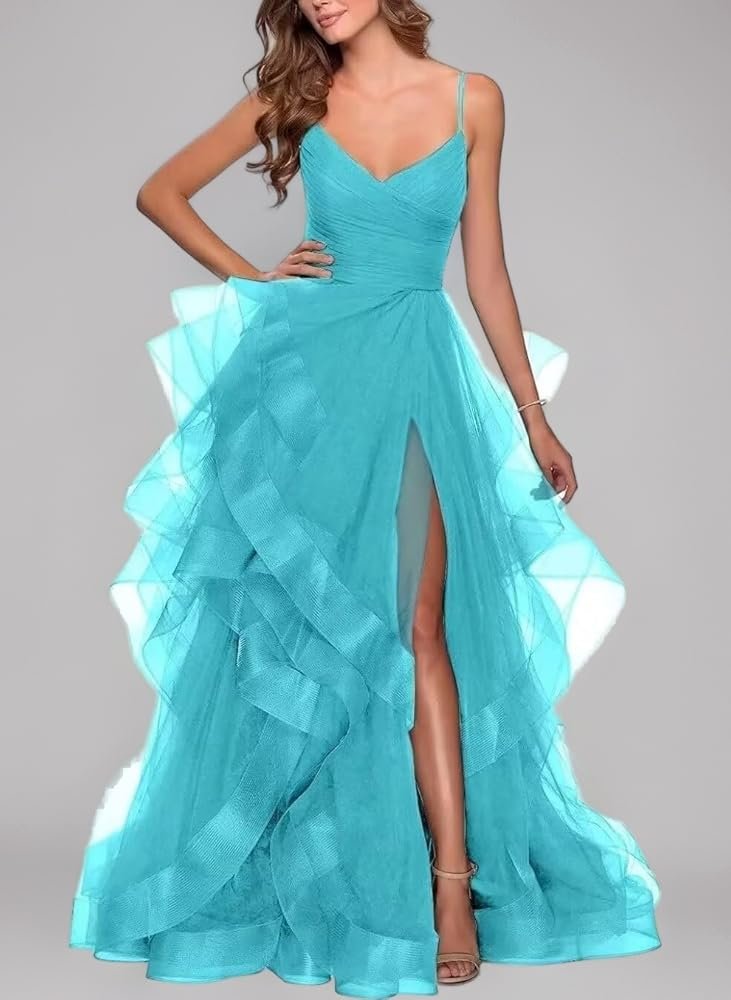 evening dresses for women elegant with slit prom dresses spaghetti ...