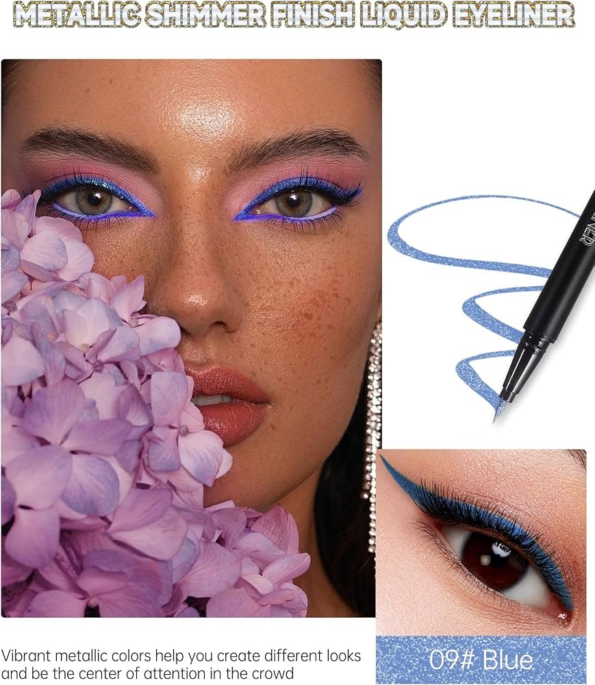 Eyeliner Liquide Pailleté Métallique, Bleu Eyeliners Diamant ...