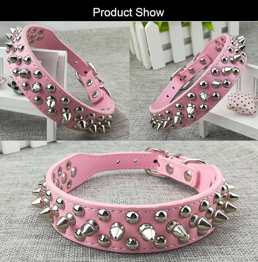 Fashion Dog Collar and Lead Set Soft Studded Collar with Leather ...