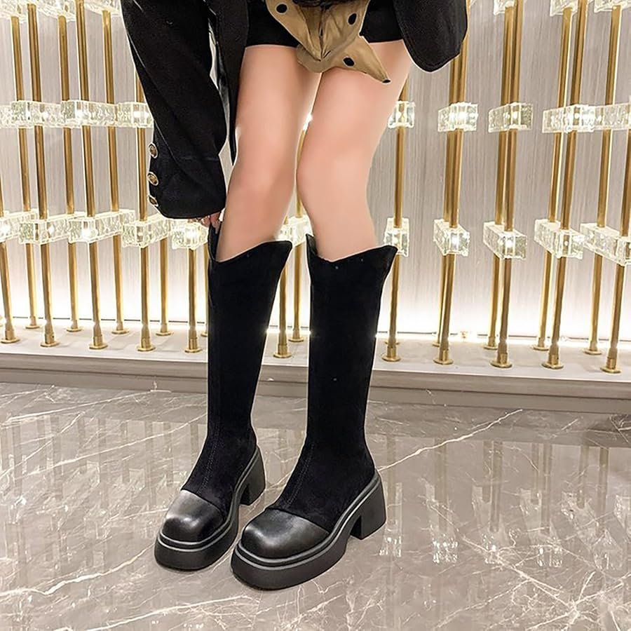 Fashion Thick Bottom Chunky Heel Women's Boots Breathable ...