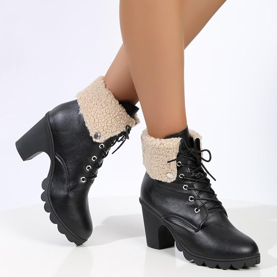 Fashion Thick Bottom Chunky Heel Women's Boots Breathable ...