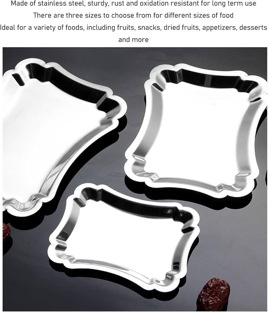 Food Serving Tray, 3 Piece Stainless Steel Food Serving ...