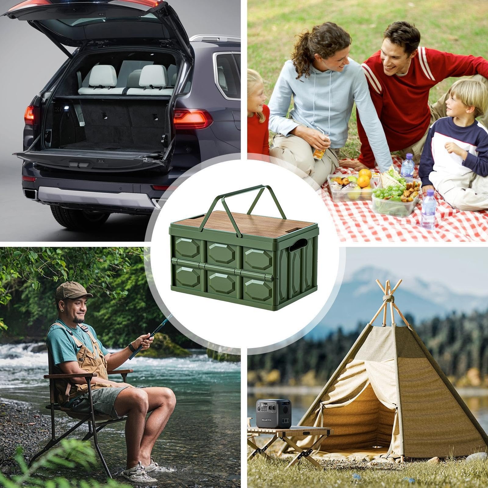 Fruusv Storage Bins, Camping Portable Box, Wooden Lid Garage ...