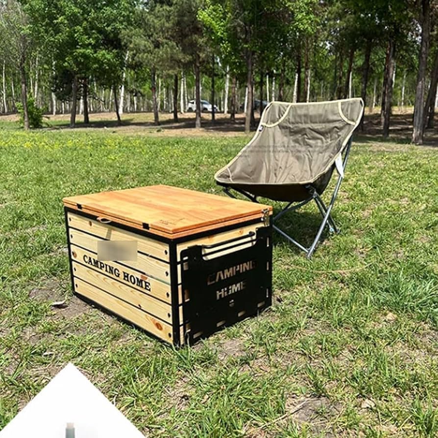 Fruusv Storage Bins, Camping Portable Box, Wooden Lid Garage ...