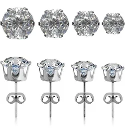 FuninCrea Lot de 4 boucles d'oreilles diamant zircone ...
