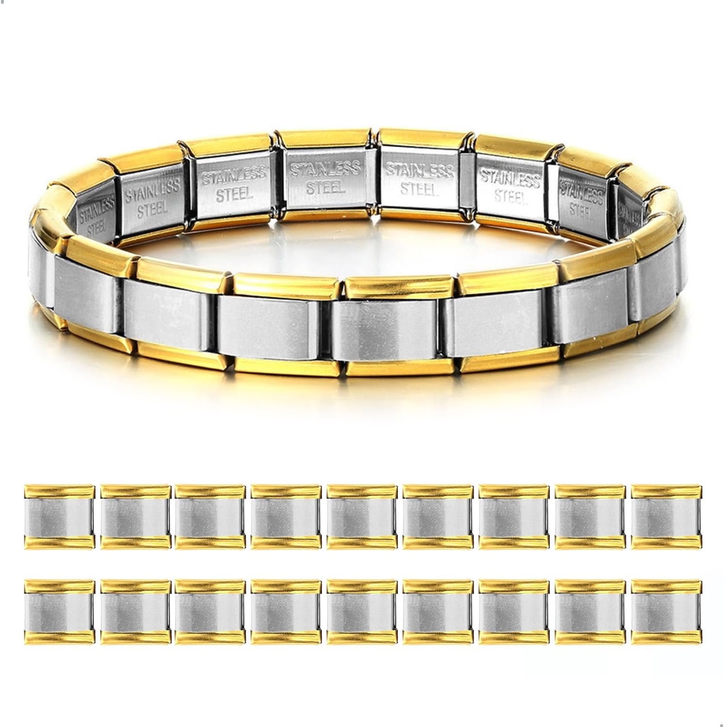 fuxunamz Lot de 18 bracelets à breloques italiens - Or et argent