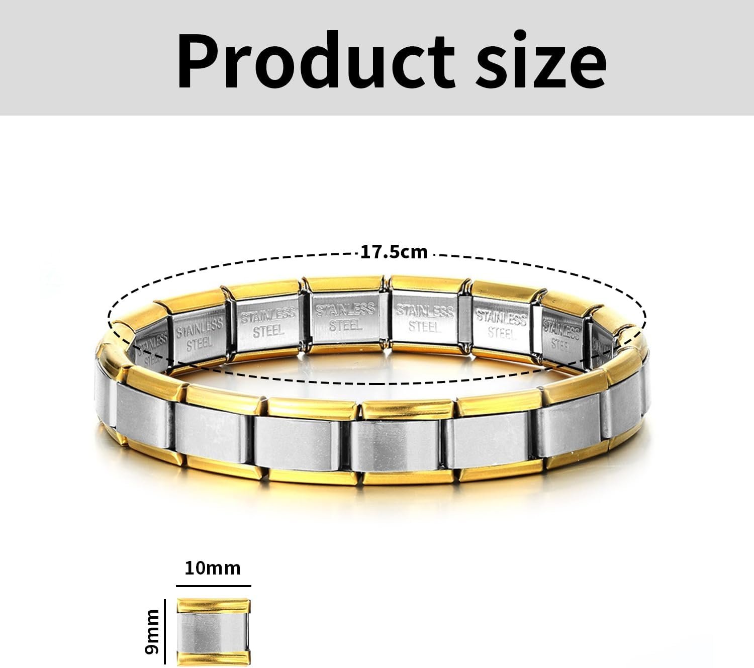 fuxunamz Lot de 18 bracelets à breloques italiens - Or et argent