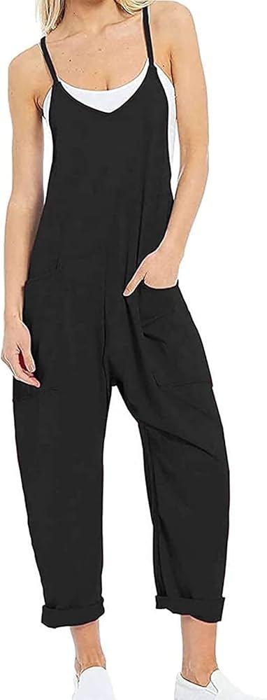 FYUTUR Jumpsuits for Women Casual Loose Sleeveless ...