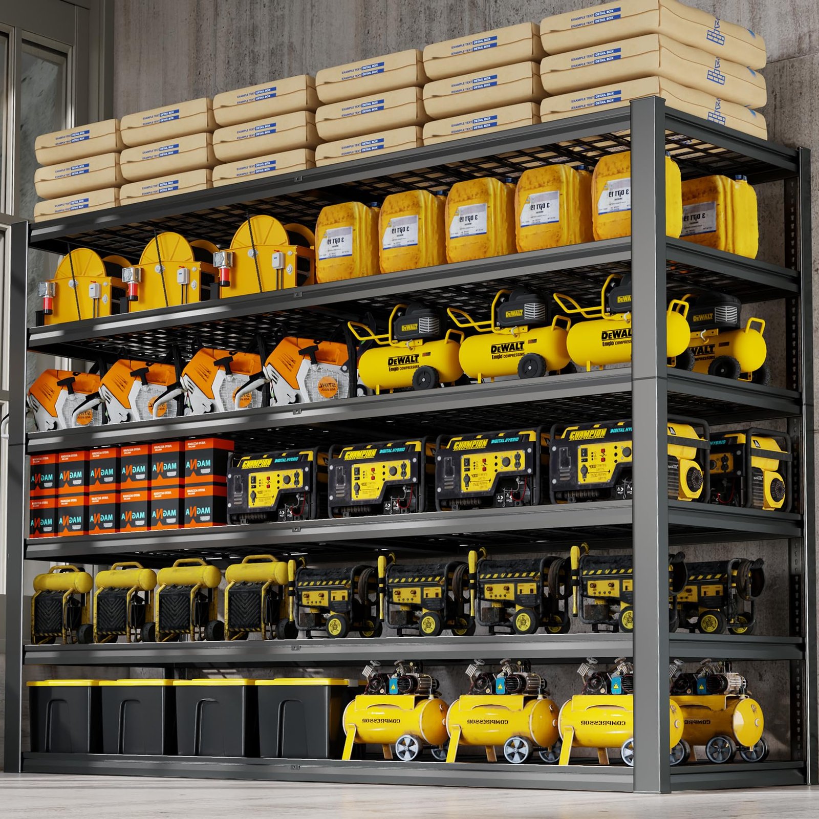 Garage Shelving Heavy Duty, Adjustable 6-Tier Metal Shelves For ...
