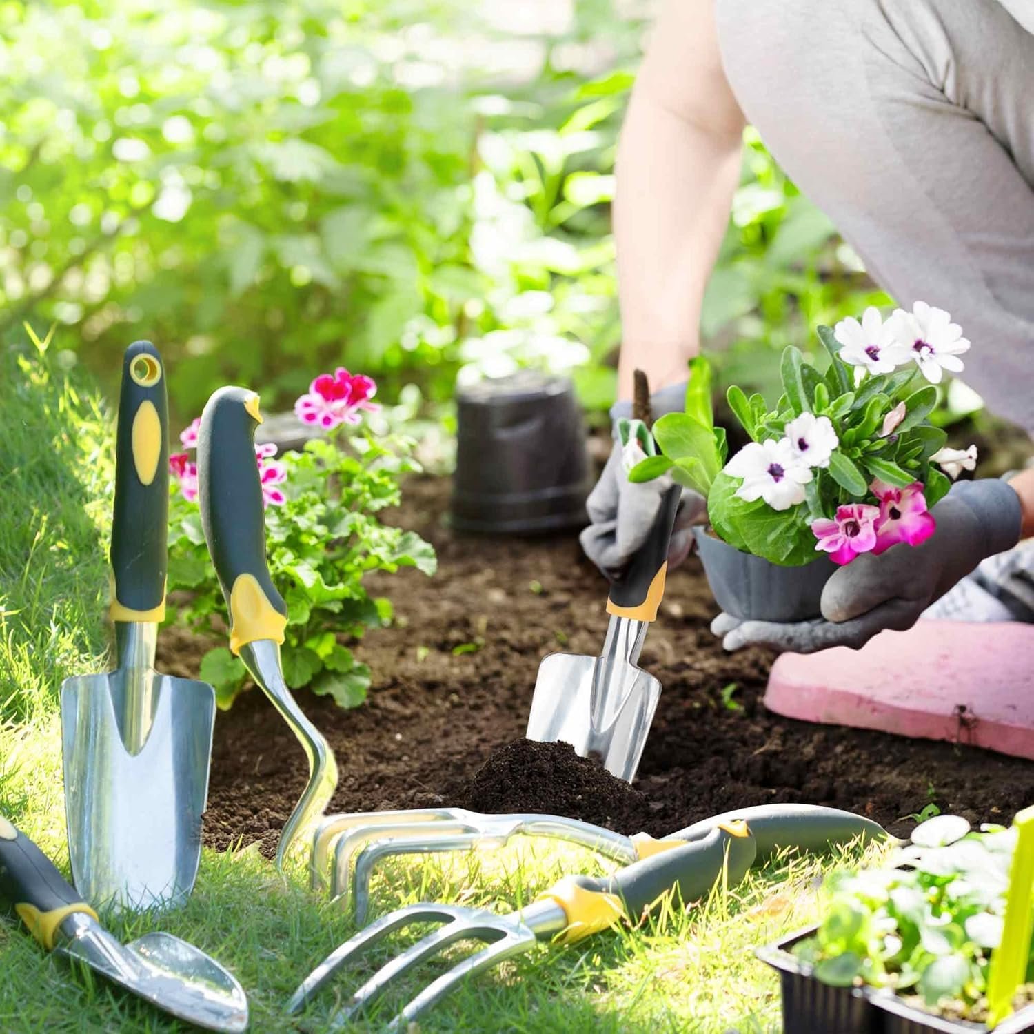 Garden Tools, 9 Piece Heavy Duty Gardening Tools Set with Non ...
