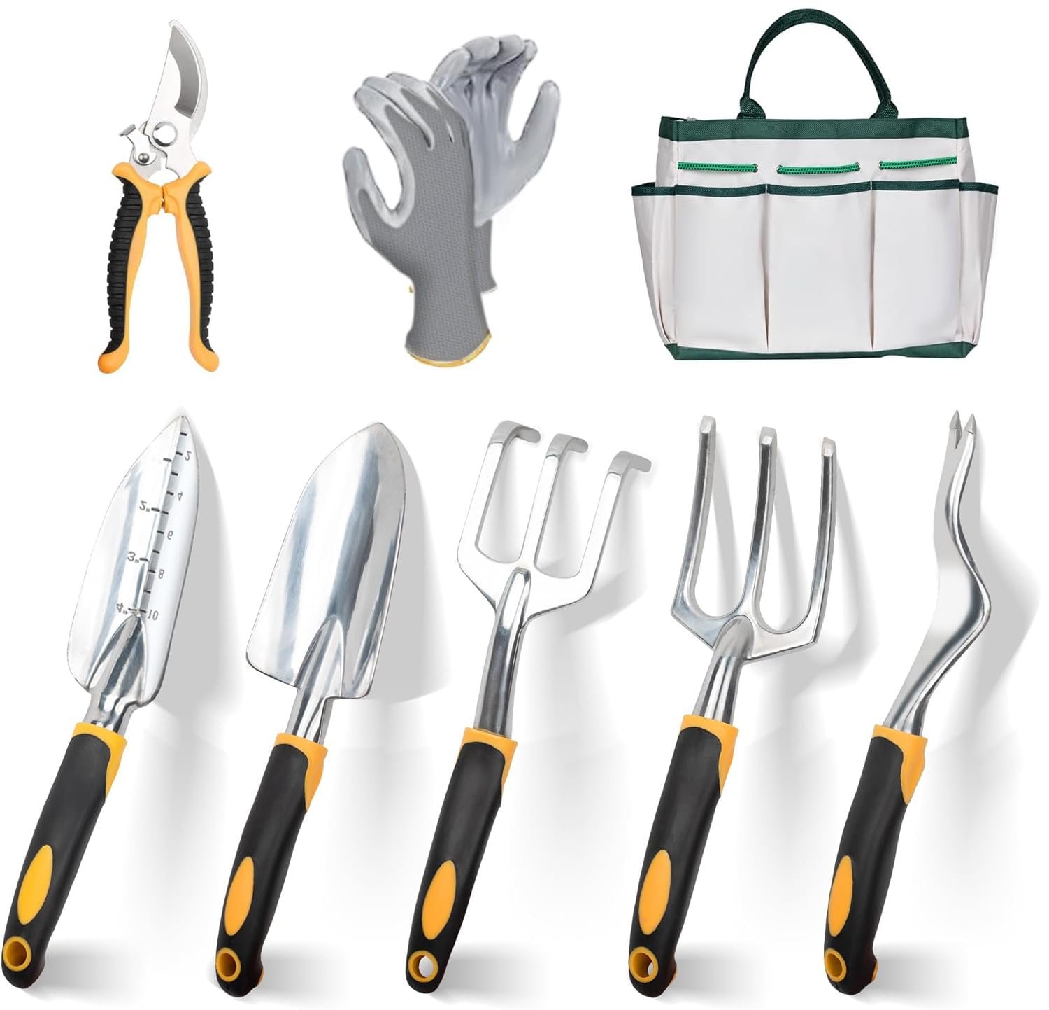 Garden Tools, 9 Piece Heavy Duty Gardening Tools Set with Non ...