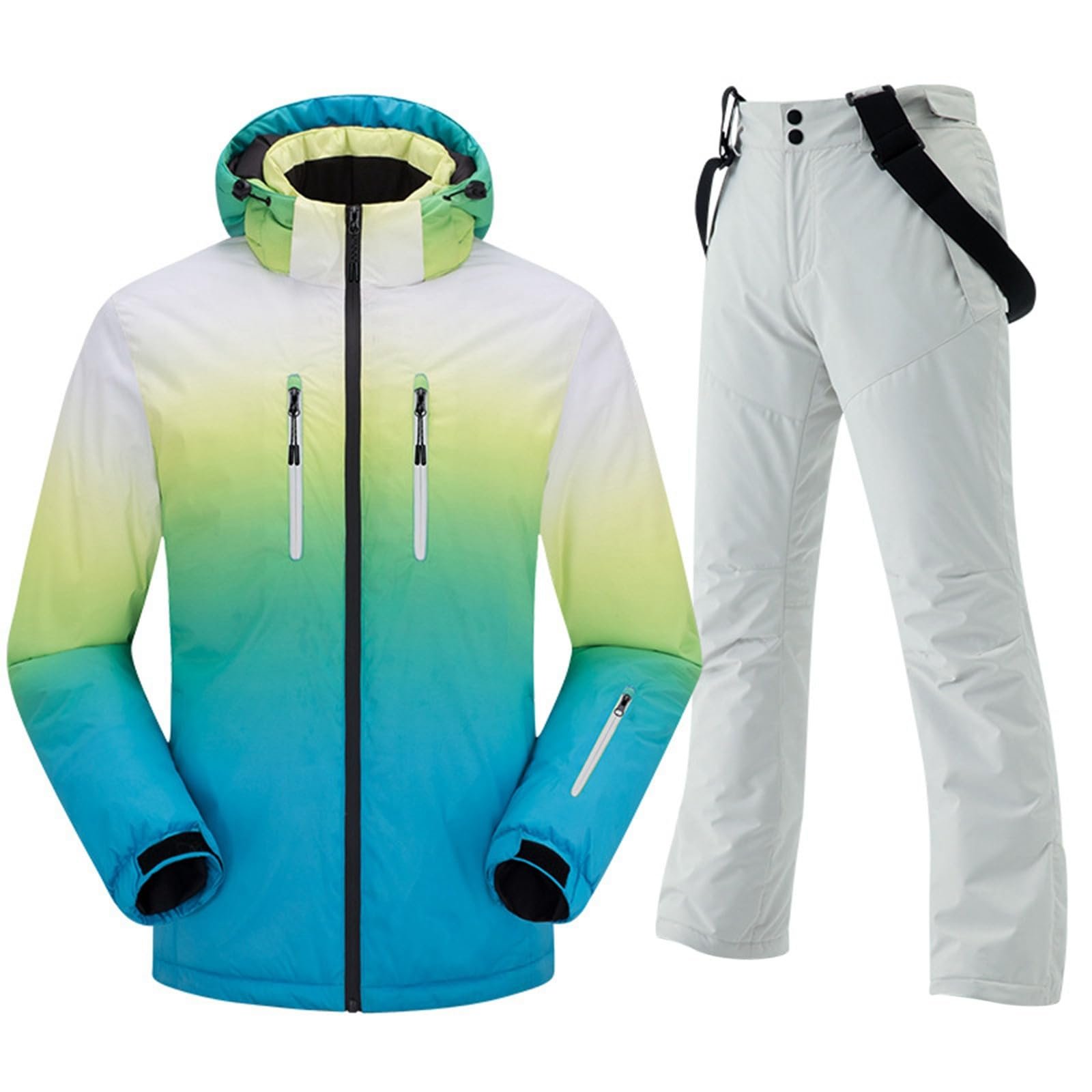 Gefomuofe Ski Suit Men 2 Piece Ski Suit Ski Jacket Snow Pants ...