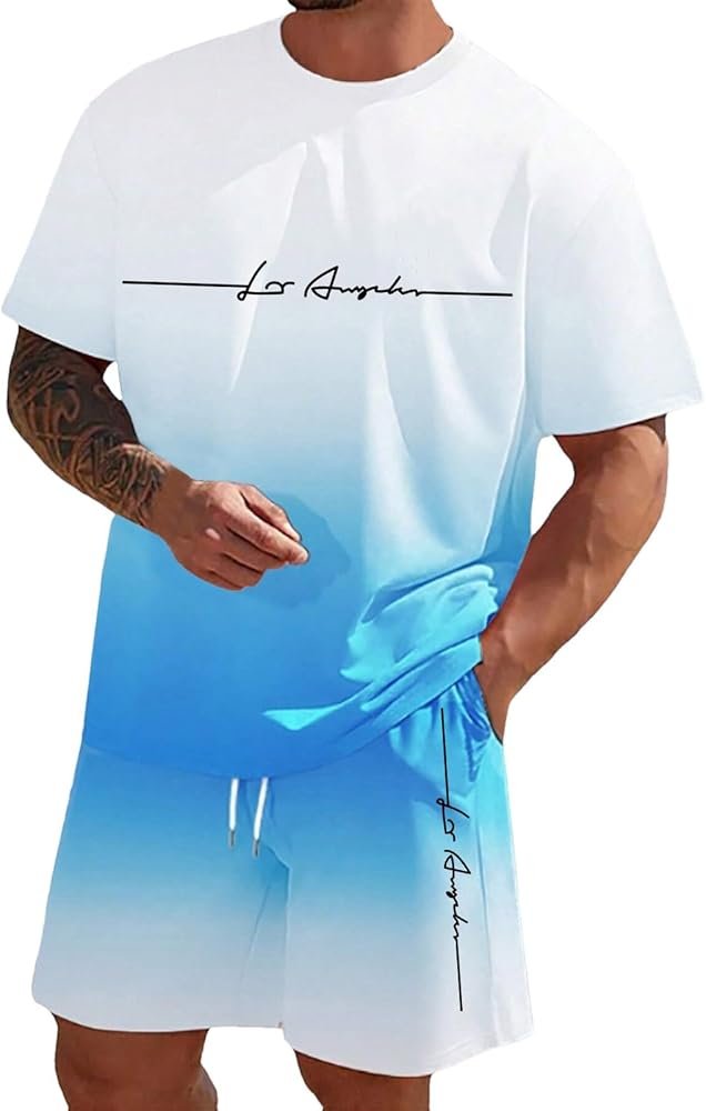Générique Los Angeles 2 Piece Men's Summer Tracksuits Gradient ...