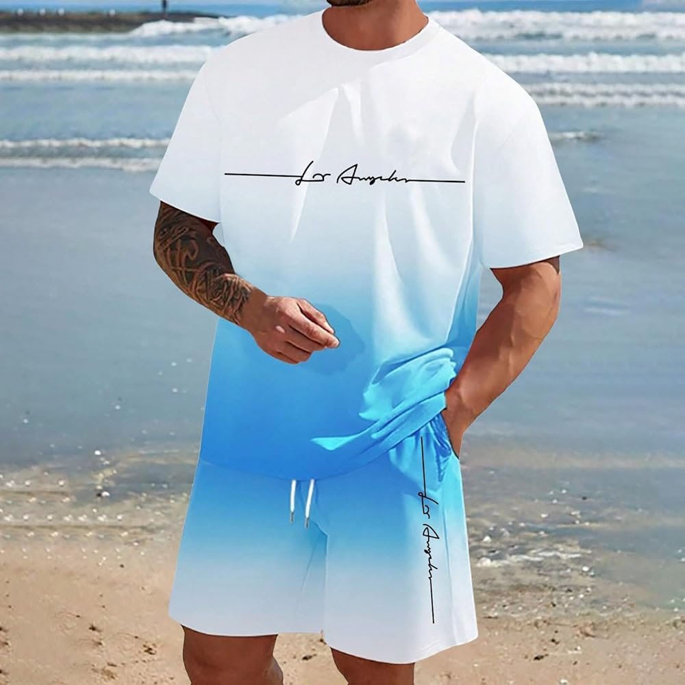 Générique Los Angeles 2 Piece Men's Summer Tracksuits Gradient ...
