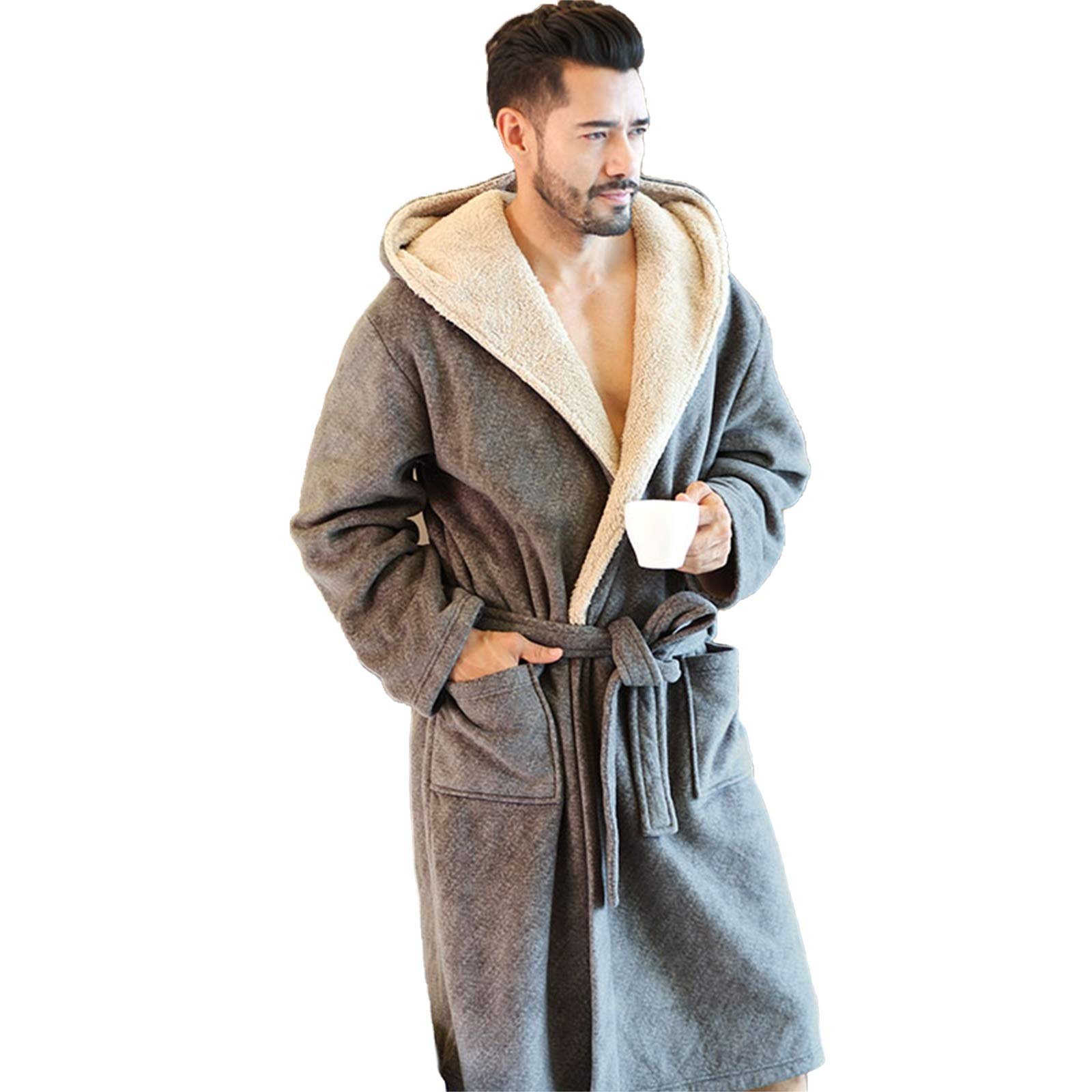 Générique Men's Bathrobes with Hood, Lightweight Long Robes for ...