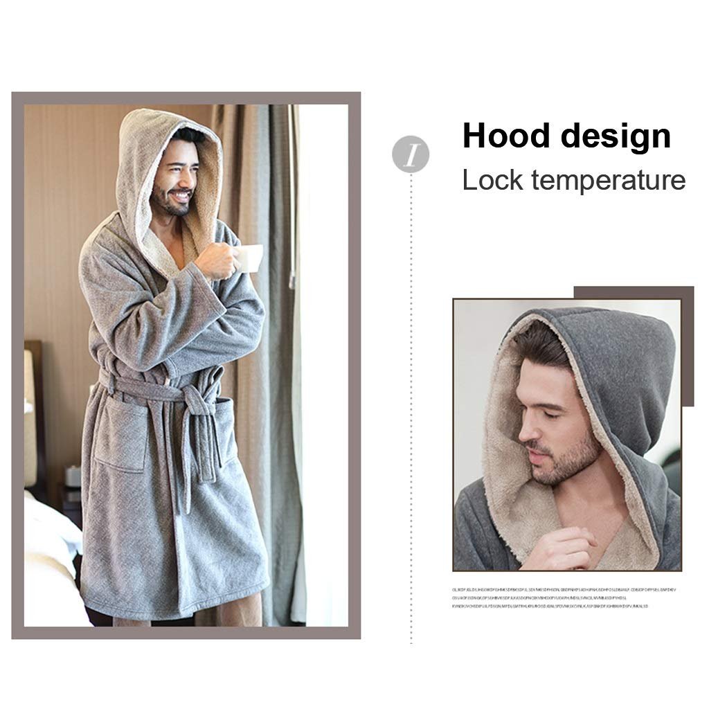 Générique Men's Bathrobes with Hood, Lightweight Long Robes for ...