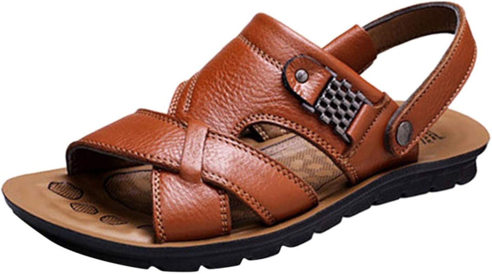 Generisch men's summer shoes, black, 43, leather, barefoot sandals ...