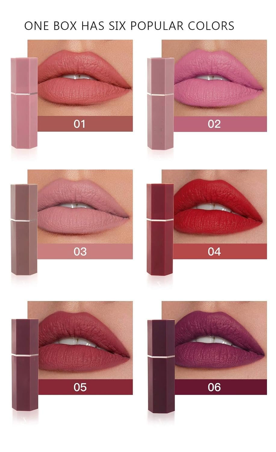 GL-Turelifes 6 Pack Matte Lipsticks Set Velvety Red ...
