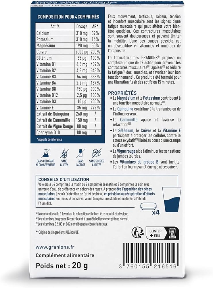 GRANIONS Strong Muscle Relaxer | 5 minerals, 8 vitamins, 3 plants