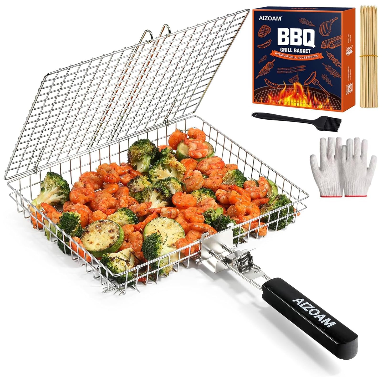 Grill Basket, BBQ Accessories, Portable Stainless Steel Outdoor Fish ...