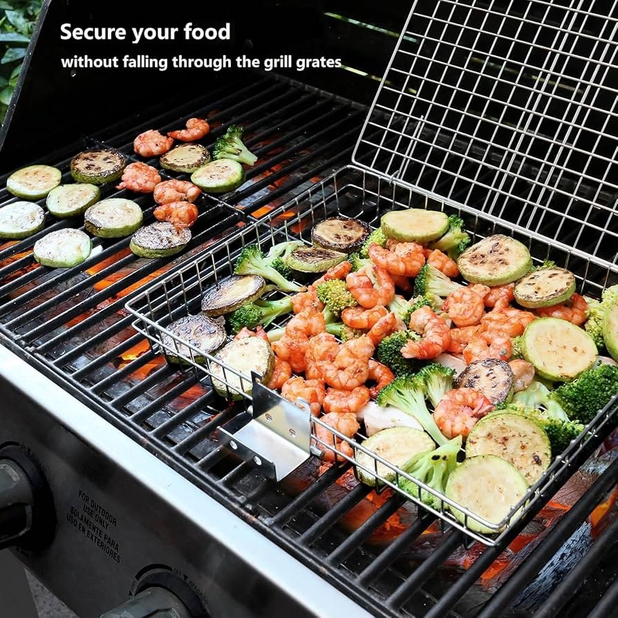 Grill Basket, BBQ Accessories, Portable Stainless Steel Outdoor Fish ...