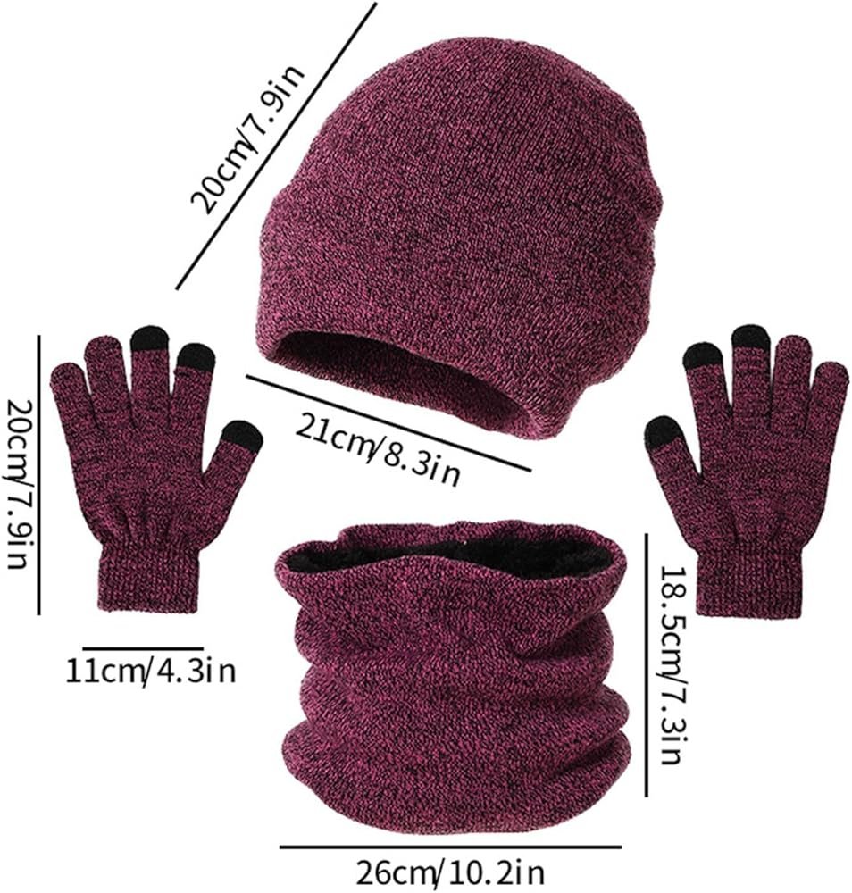 Hat Gloves Scarf Set for Women Autumn Winter Warm Hat ...