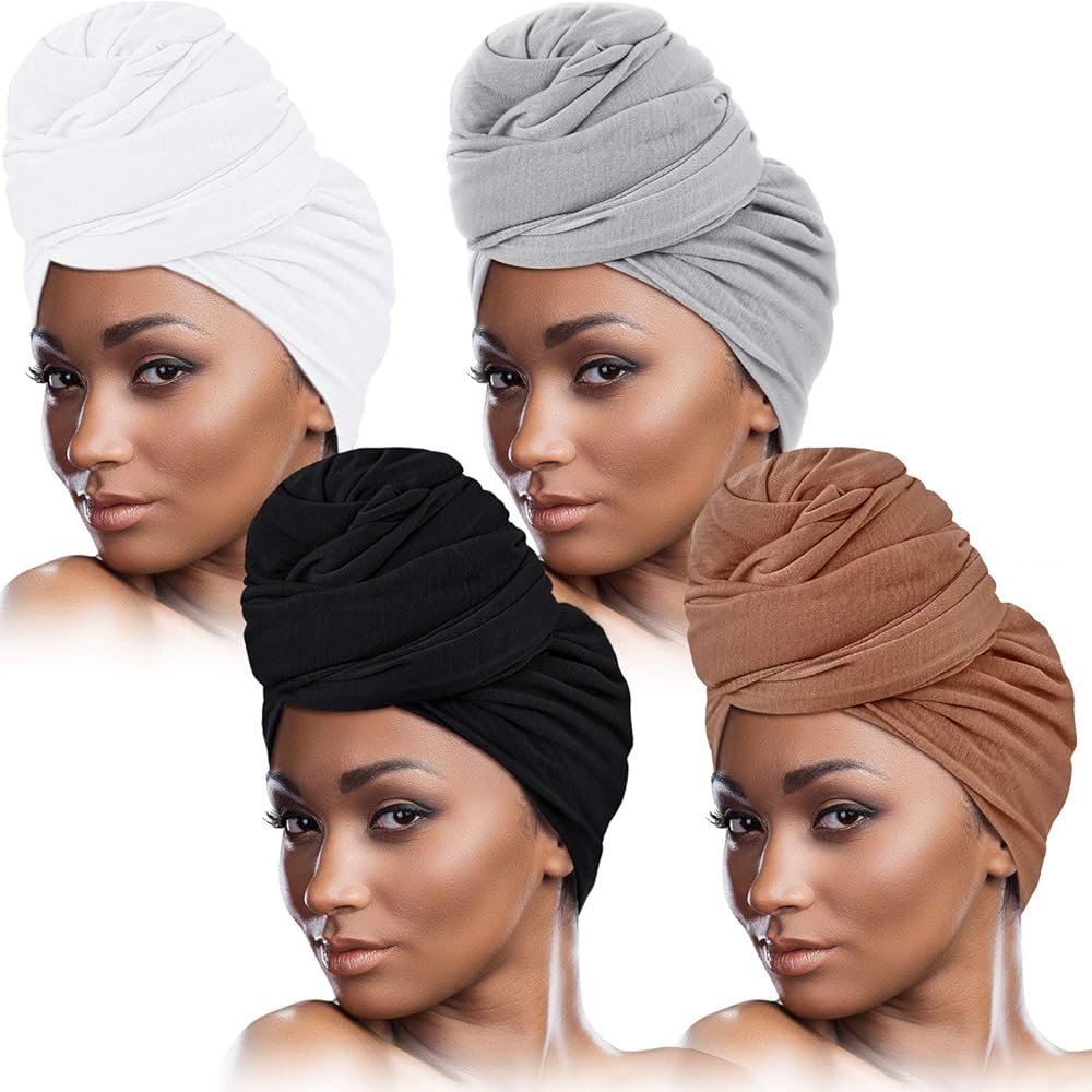 Lot de 5 Turbans Africains Femme - Bonnet Pre-Noue
