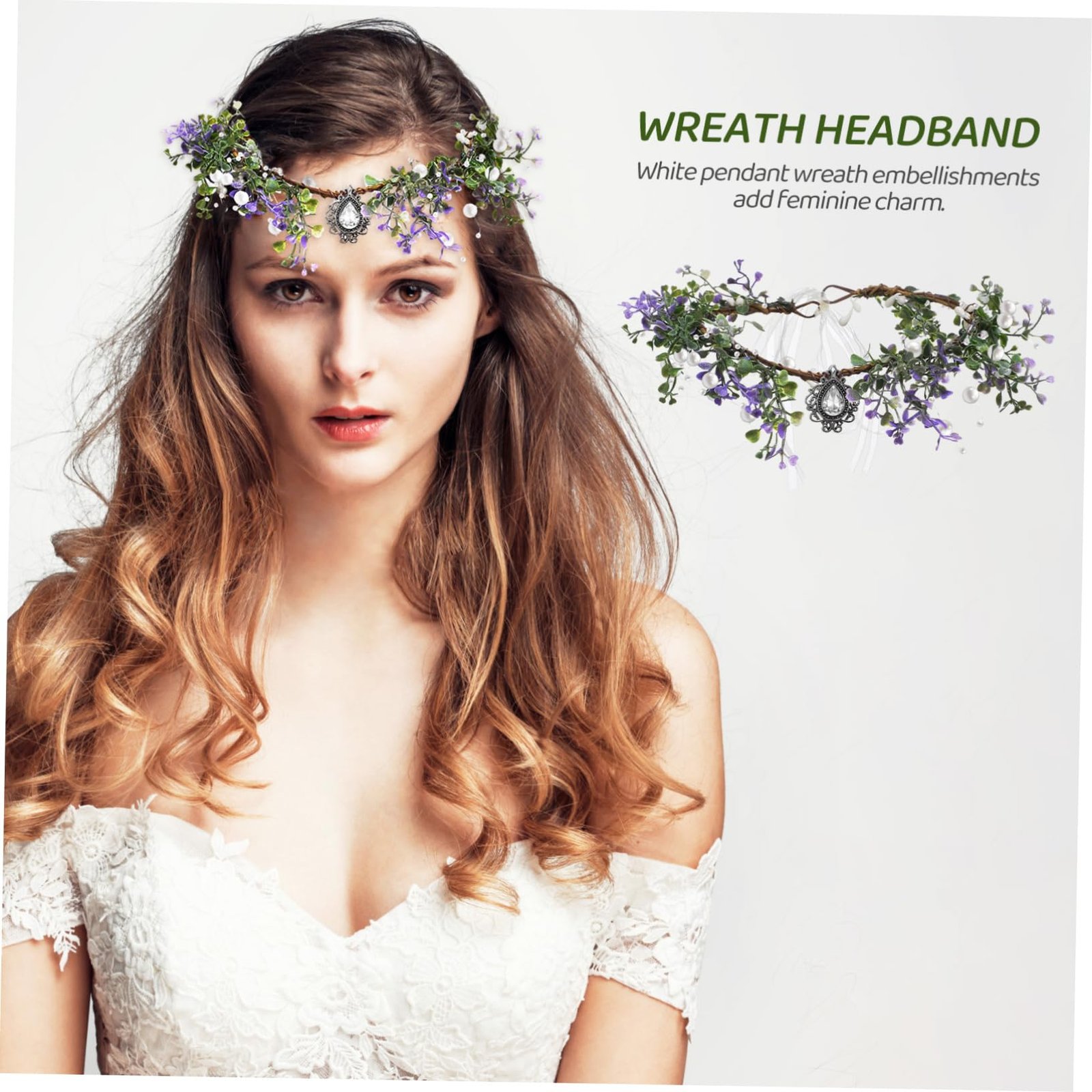Healvian 1 x crown tiara flower head garland bridal hair ...