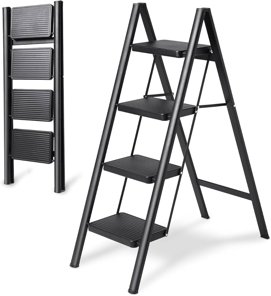 Heavy Duty 4 Step Ladder, Folding Step Stool Kitchen ...