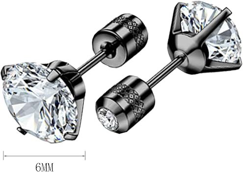 HinDaLi 6 Paires Boucles d'oreilles Diamant Homme Noir Clous d ...