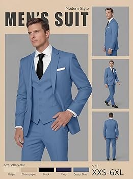Hommes Lot de 3 costumes formels pour homme (Blazer+gilet+ ...