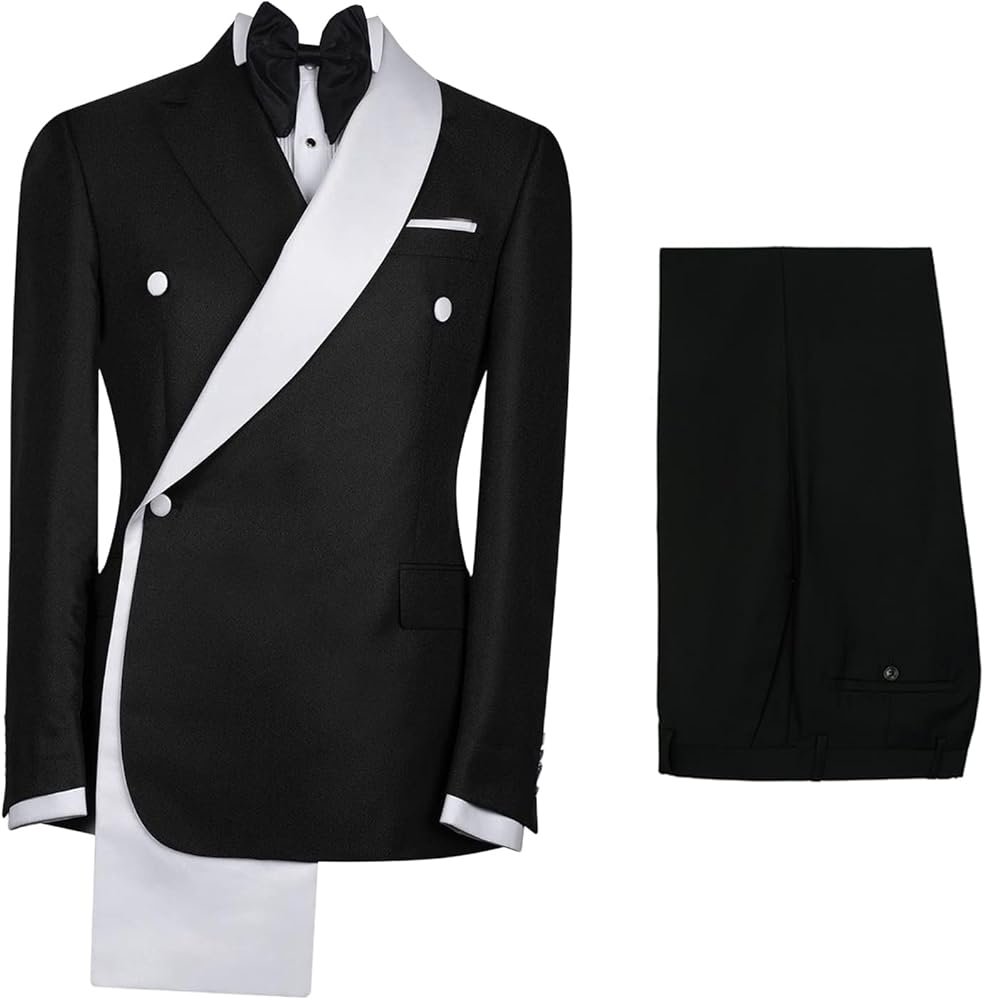 Hommes Tuxedos Costume Veste à Deux Boutons et Pantalon Noir ...